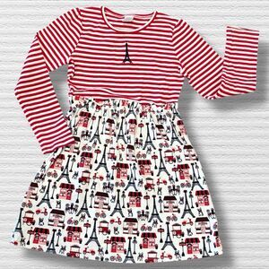 Gymboree Girls Eiffel Tower Fit And Flare Dress Coastal Cutie Red Size 12